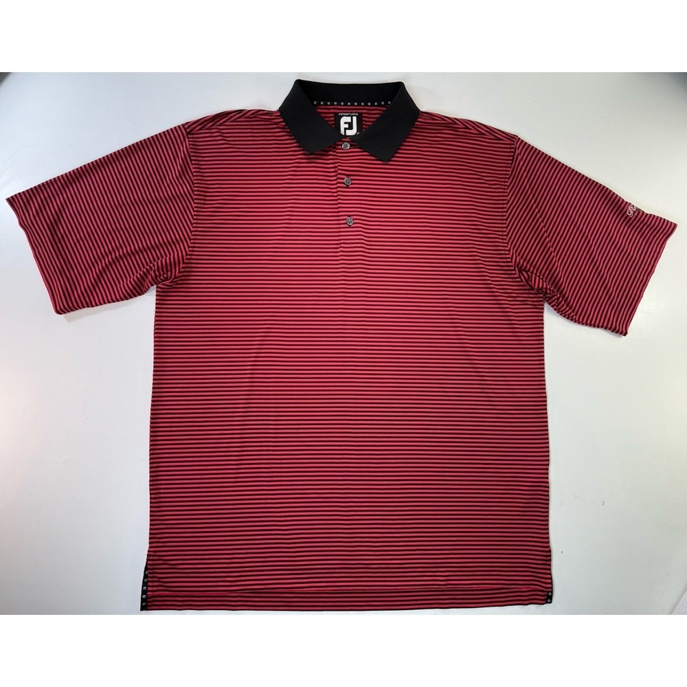 FootJoy ProDry Lisle Pine Valley‎ Red Striped Performance Golf Polo XL